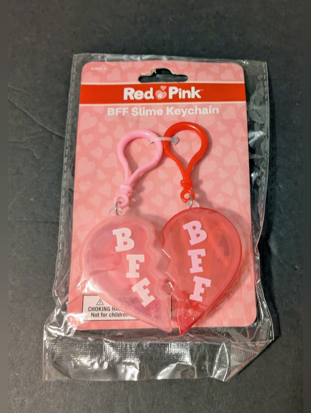 Keychains BFF Red & Pink BFF Slime Keychain Heart Set